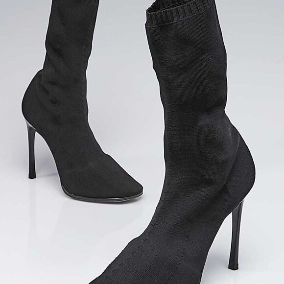 Yves Saint Laurent Black Knit Fabric Sock Boots Size 6.5/37 - Picture 1 of 4